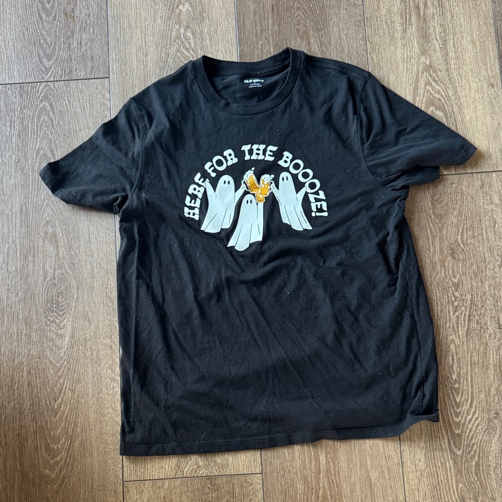 Old Navy Black 'Here for the Booze' Ghost Graphic Tee